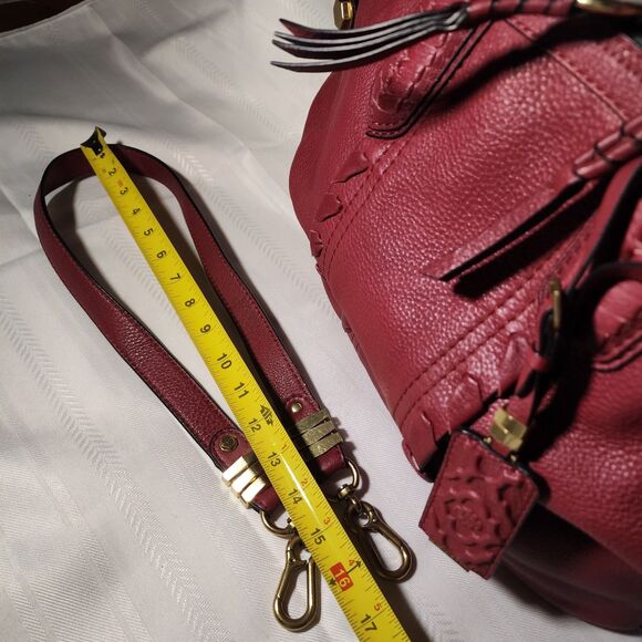 orYANY Cassie Raspberry Pebbled Leather XL Satchel Bag Detachable Shldr Strap - Picture 16 of 16